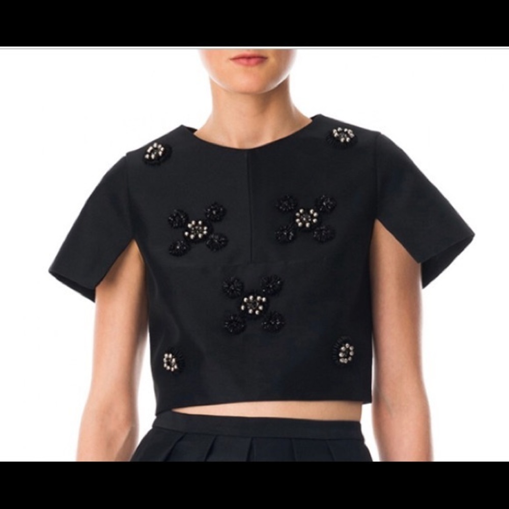 Tibi Cluster beaded crop top